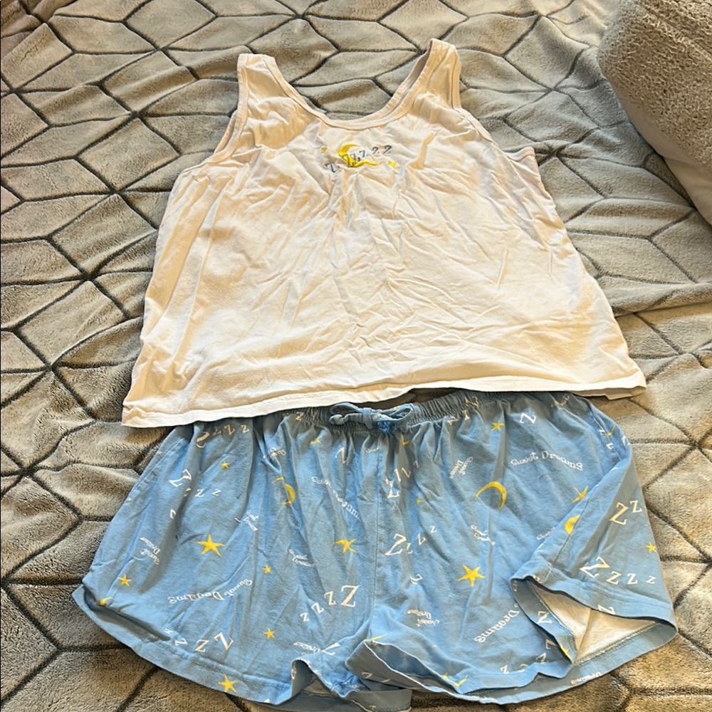 White and Blue Pajama Set with Stars